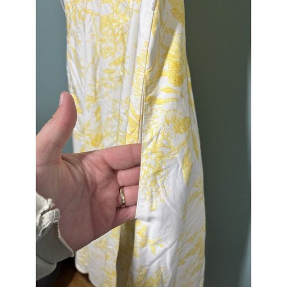 J. peterman Toile De Joey Sleeveless Yellow White Bird Novelty Bird Midi Dress 2 - Picture 6 of 9